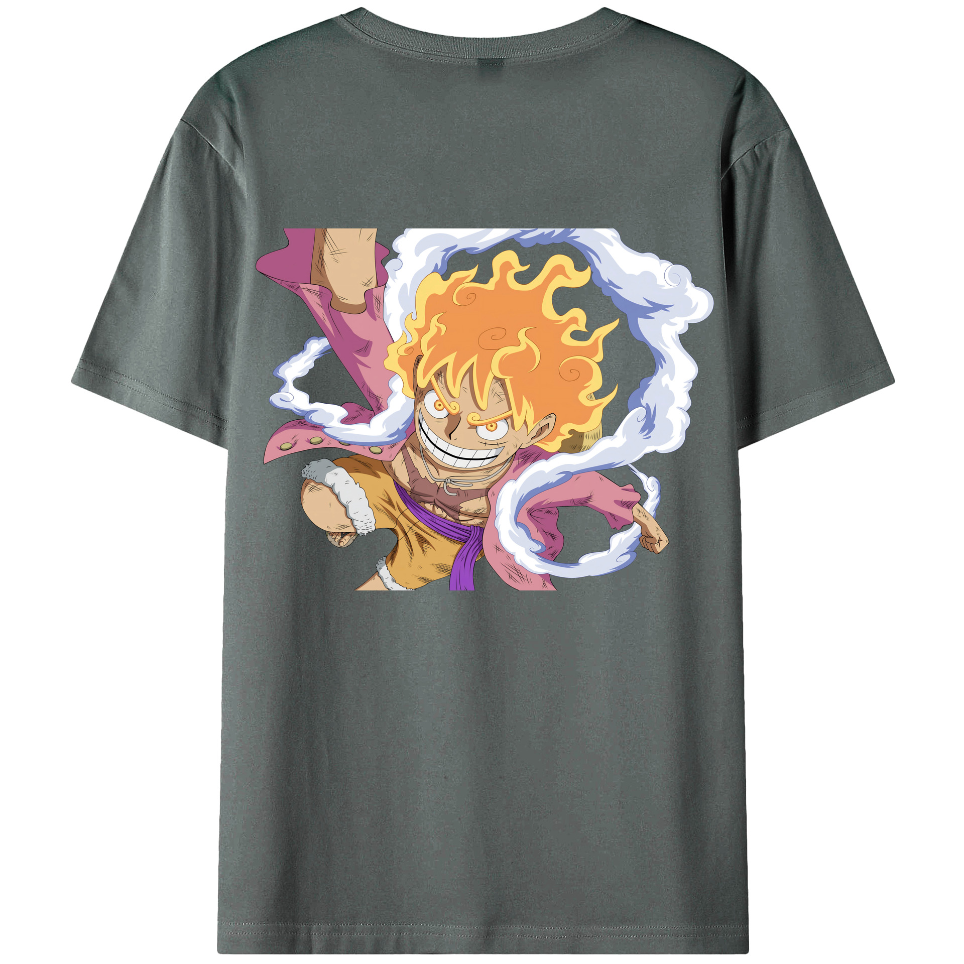 ワンピース モンキー・D・ルフィ ONE PIECE Monkey D. Luffy 綿100％ メンズ半袖Tシャツ（バックプリント） 通気性